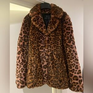 (Brand New) Unreal Fur Leopard Print Teddy Jacket XS